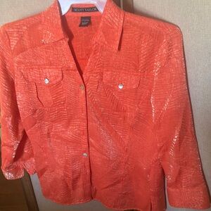 FINAL MARKDOWN Scott Taylor Women's Orange reptile looking blouse large